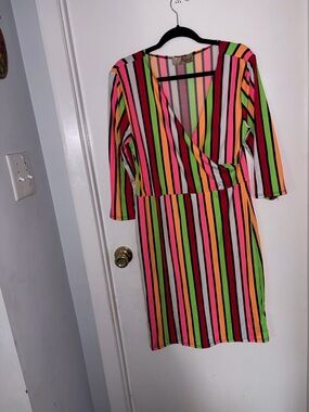 Hybrid & Company | Women’s XL Dress | Midi | Vibrant | Neon | Stretchy
